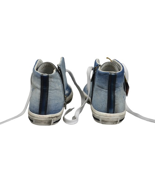 Handmade sneakers blue leather and jeans